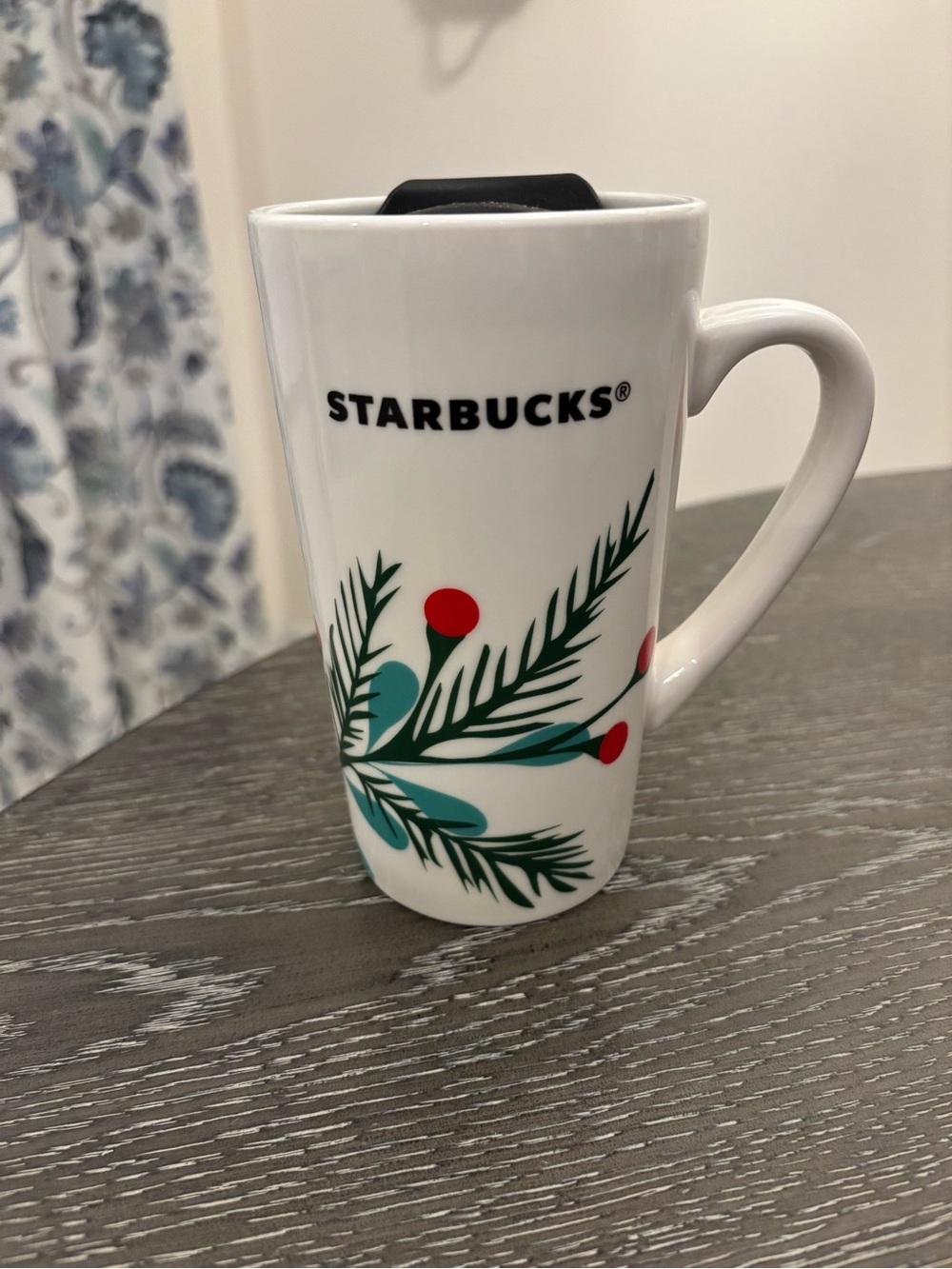 Starbucks 2020 Christmas Holiday Tall 14 oz. Ceramic Mug Cup Holly Berry Pine